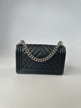 Chanel Medium Boy Bag In Black Chevron Lambskin