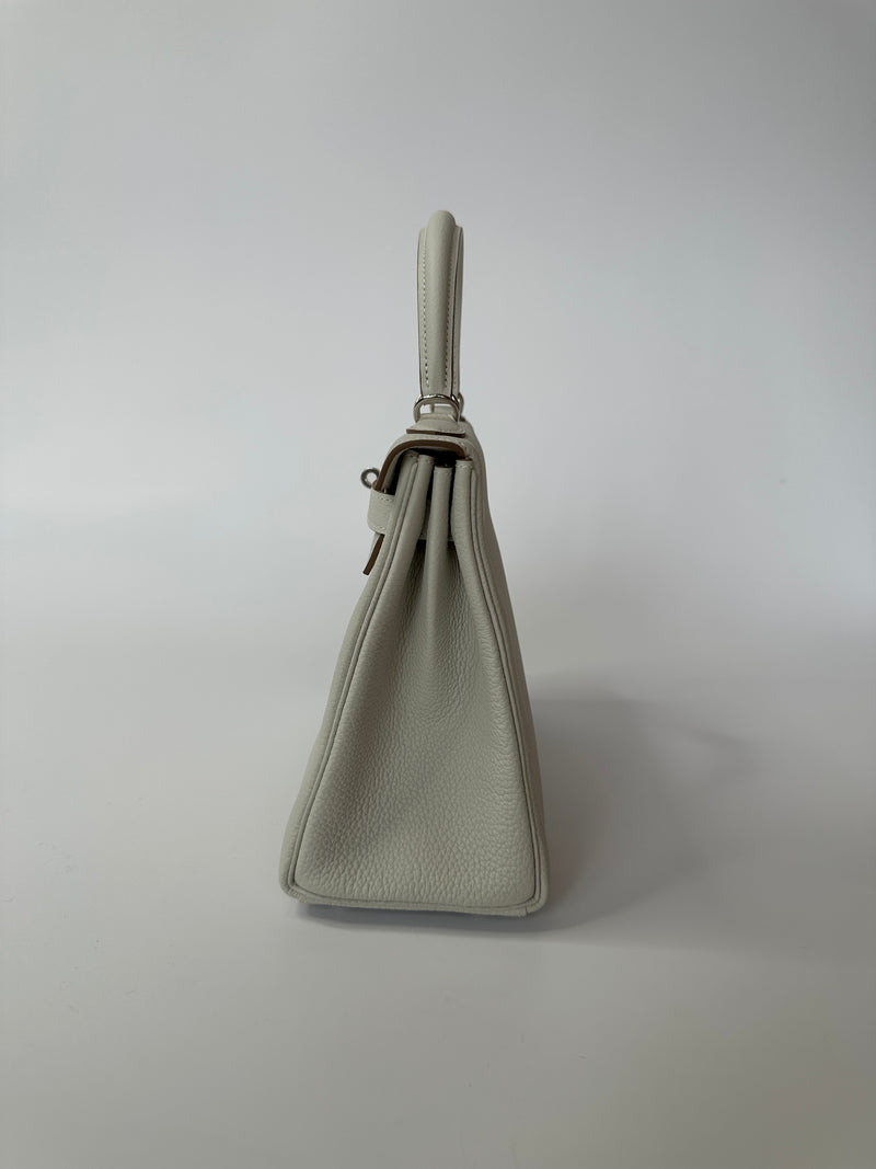 Hermès Kelly 28 II Retourne In Gris Pale With Palladium Hardware