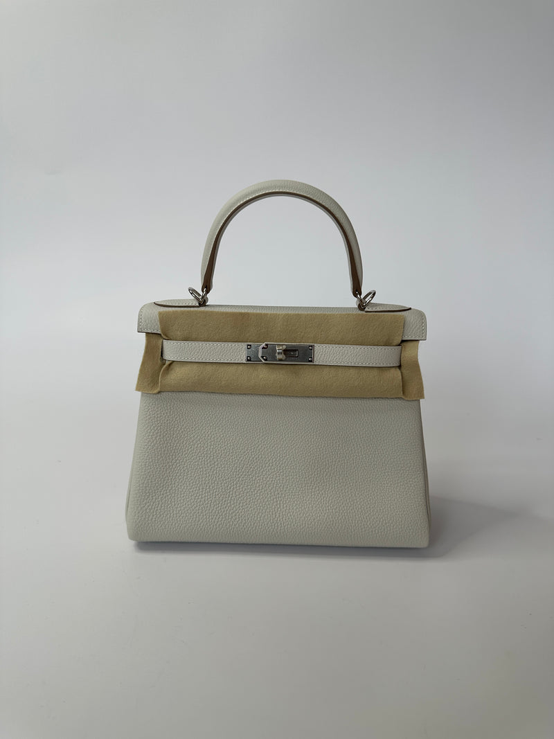Hermès Kelly 28 II Retourne In Gris Pale With Palladium Hardware