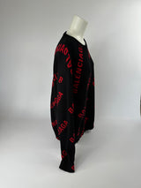 Balenciaga Black/Red Logo Jumper (Size Medium)