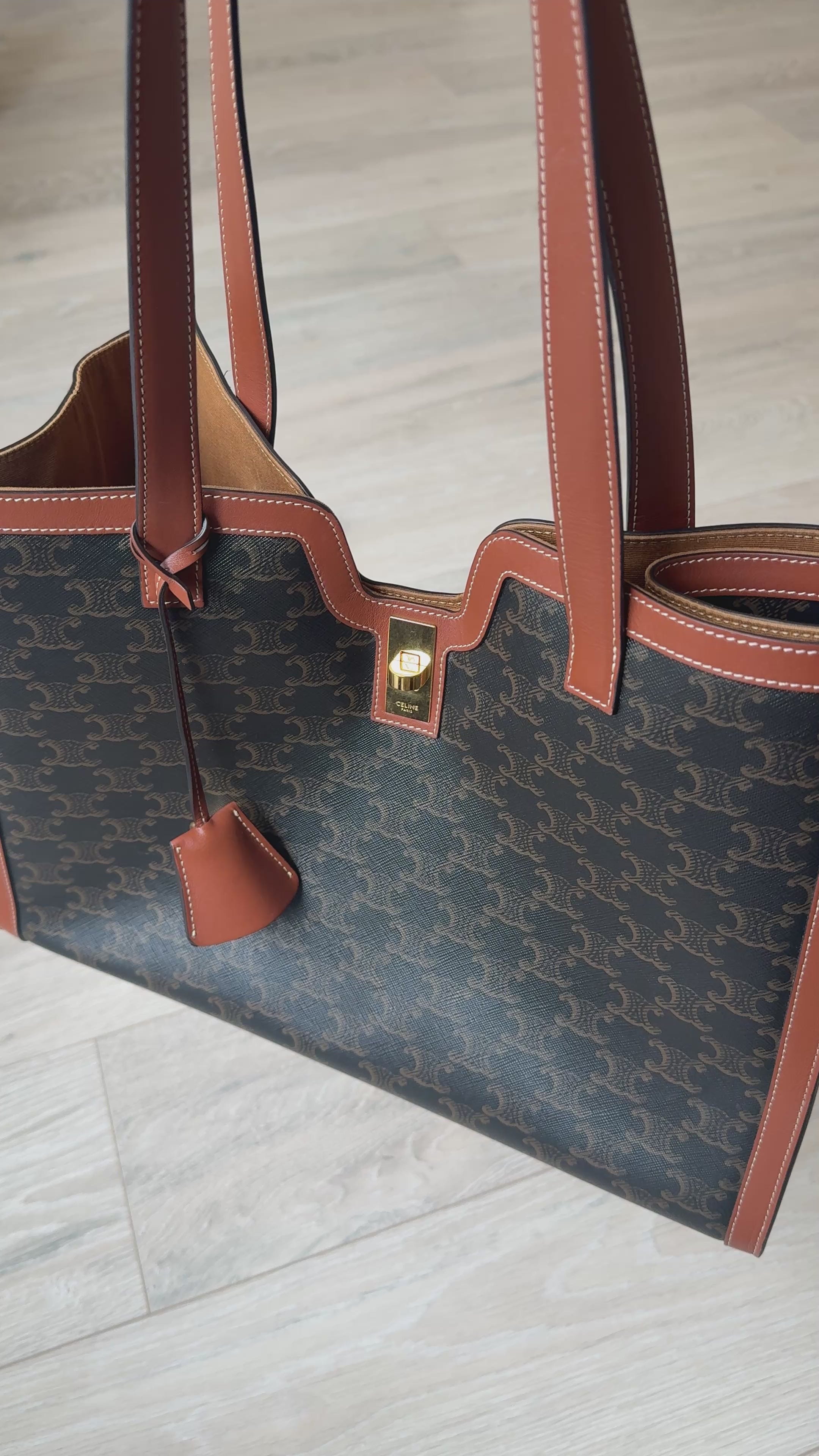 Celine Cabas 16 In Triomphe Canvas And Tan Calfskin. 100% authentic and preloved in excellent condition.