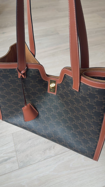 Celine Cabas 16 In Triomphe Canvas And Tan Calfskin. 100% authentic and preloved in excellent condition.