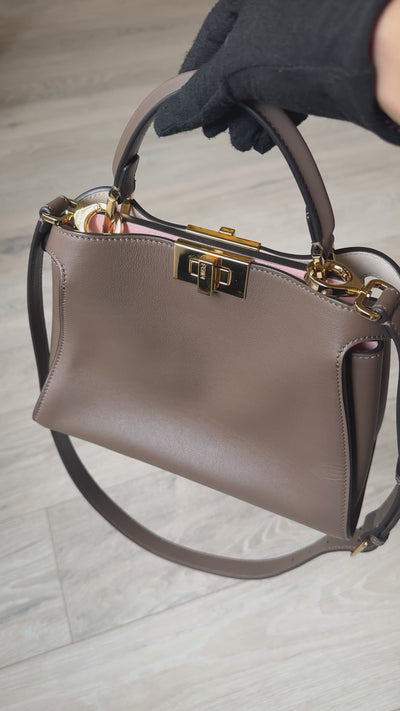 Fendi Small Peekaboo ISeeU Bag In Brown Calfskin Gold Hardware. 100% authentic and preloved in excellent condition.