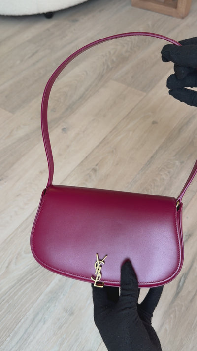 Saint Laurent Demi-Lune In Cherry Leather With Gold Hardware 100% authentic and preloved in excellent condition