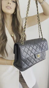 Chanel Black Lambskin Leather Vintage Double Sided Classic Flap