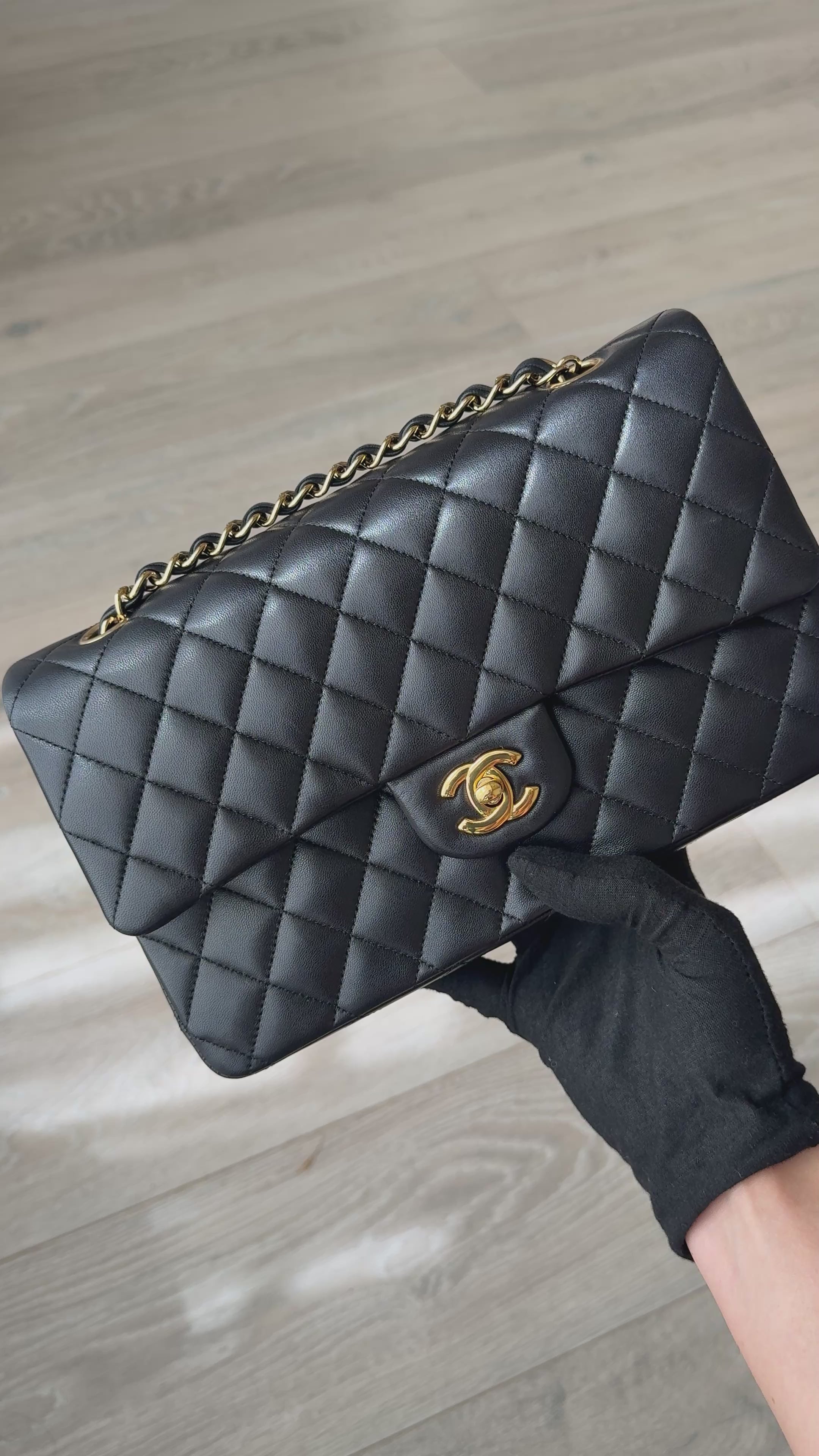 Chanel Medium Classic Double Flap Black Lambskin With Gold Hardware
Authentic Pre Loved Verified by Luxe Cheshire Trusted Designer resale