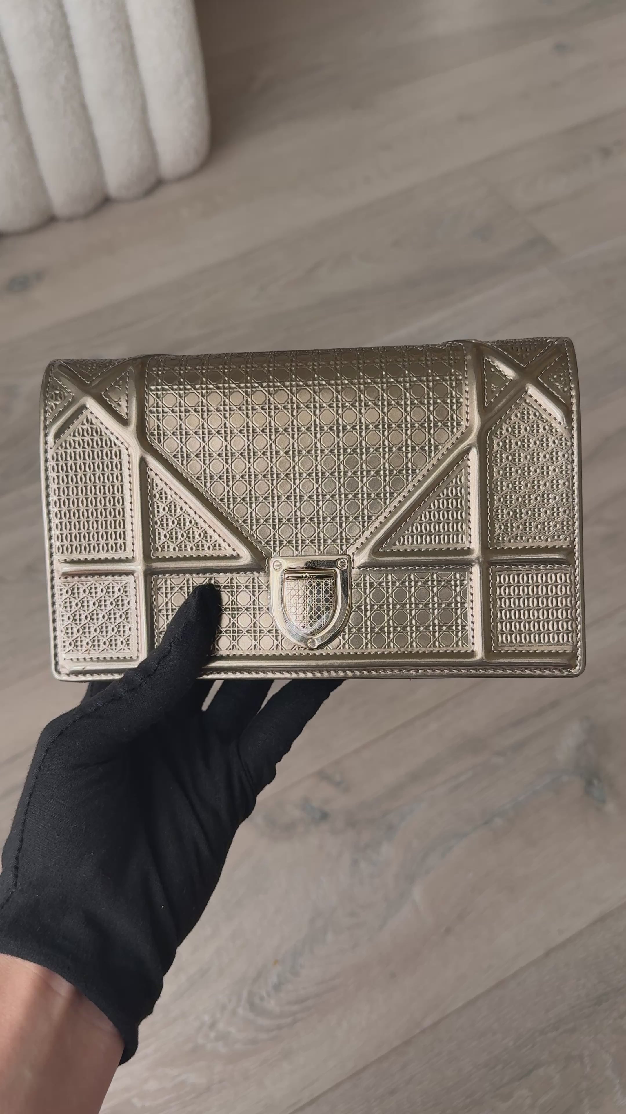 Authentic and preloved Christian Dior Mini Diorama Gold With Gold Hardware . Excellent condition. Verified by Luxe Cheshire 
