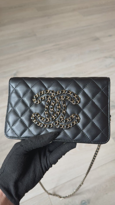 Chanel  Wallet On Chain Black lambskin Leather Gold hardware
Very Good condition, Authentic, Pre Loved. Verified by Luxe Cheshire. International, fast and fully insured delivery. Trusted designer resale.