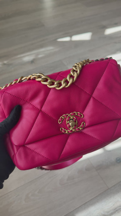 Chanel 19 Small In Pink Lambskin Leather With Mixed Hardware 100% authentic and preloved in excellent condition