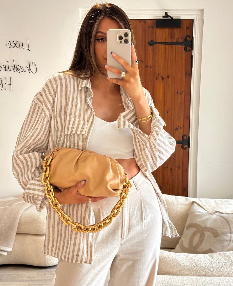 Bottega Veneta The Chain Pouch In Almond Leather