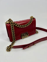 Chanel Mini Boy Bag In Red Leather