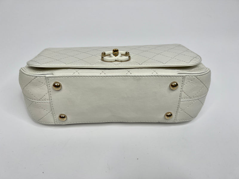 Chanel White Calfskin Casual Trip  Flap Bag