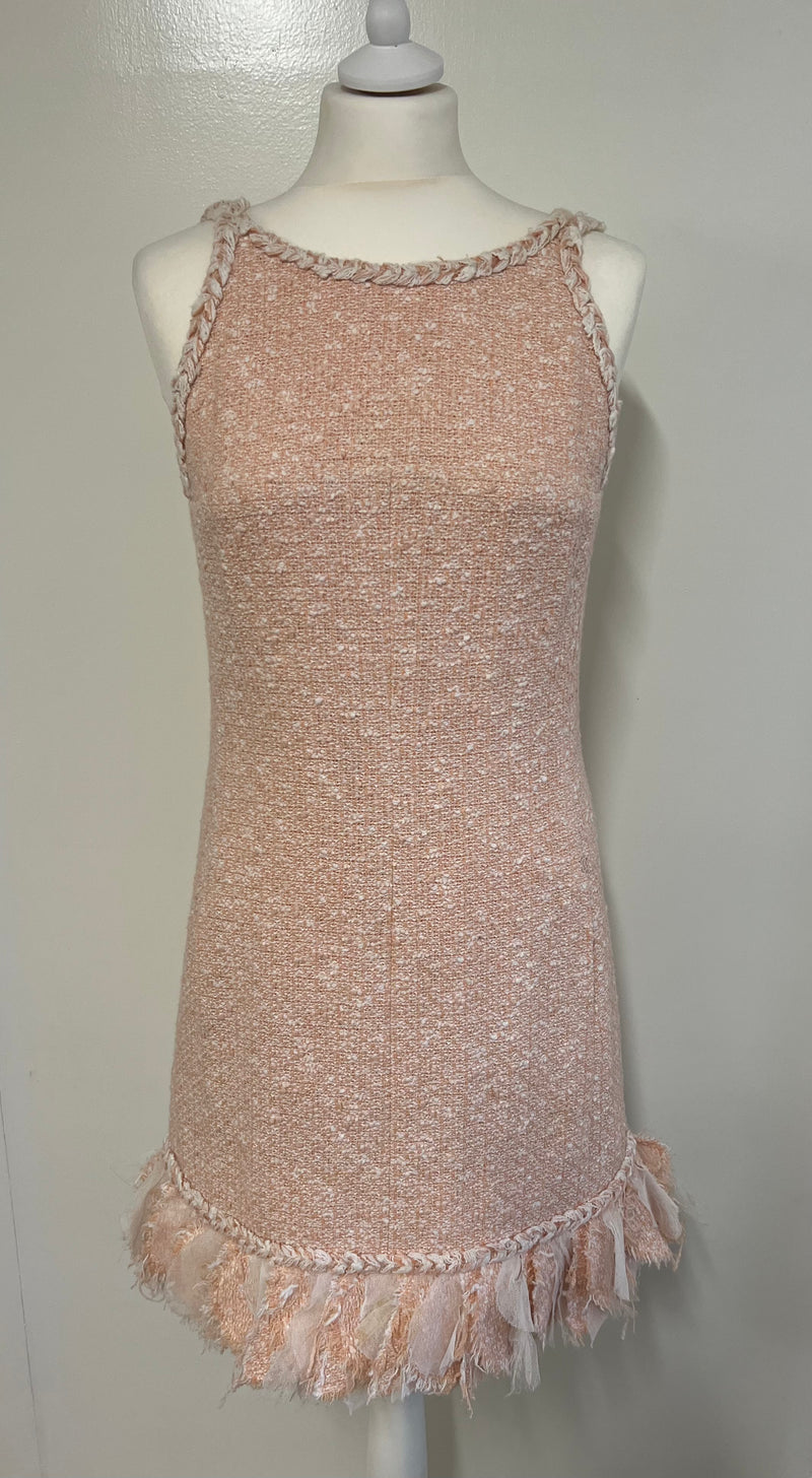 Chanel Pink Tweed & Tulle Dress  (Size 40/UK 10)
