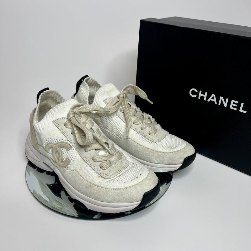 Chanel Beige Knit Sneakers ( 38 /UK 5 )