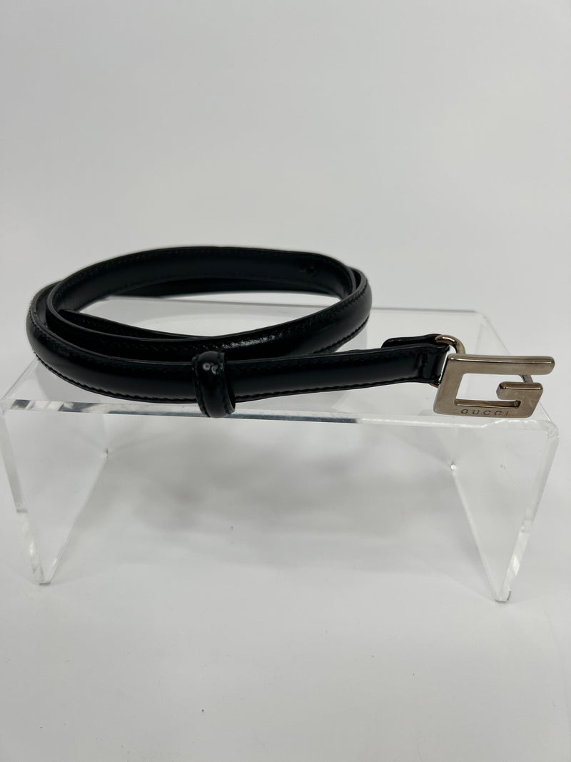 Gucci Black Belt with Silver Buckle (Size 70/28)
