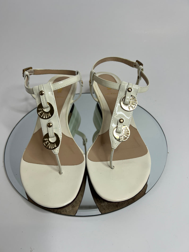 Fendi White Patent Sandals (Size 38/UK 5)