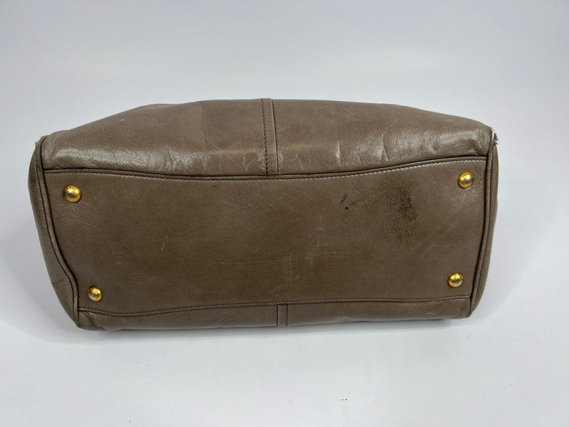 Prada Taupe Leather Shoulder Bag