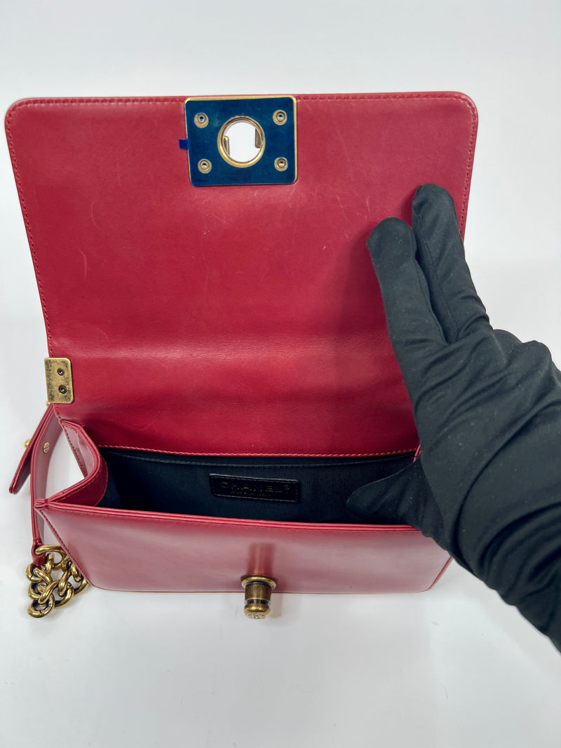 Chanel Mini Boy Bag In Red Leather