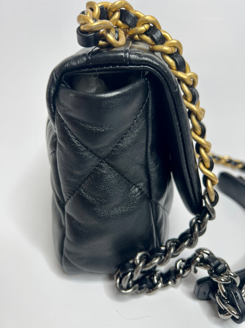 Chanel 19 Small In Black Lambskin Leather