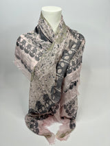 Zadig Et  Voltaire Grey/Pink Skull Scarf