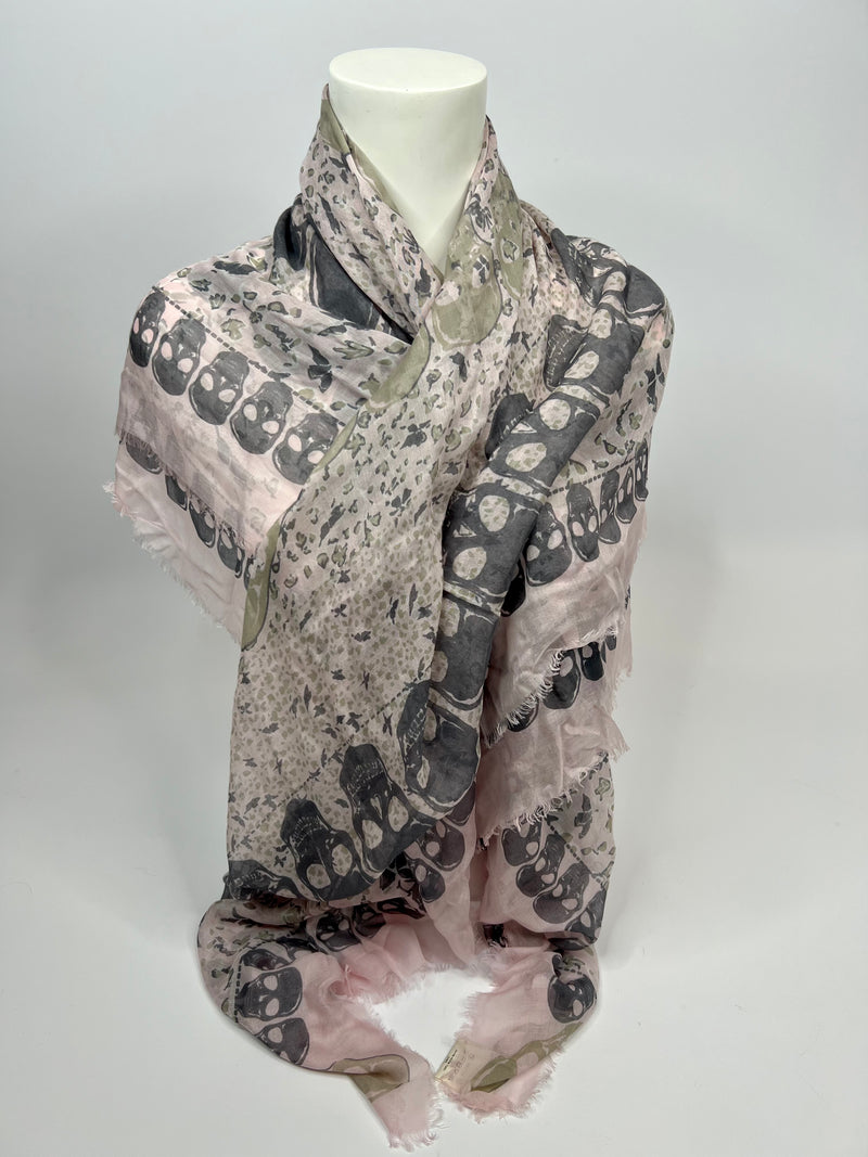 Zadig Et  Voltaire Grey/Pink Skull Scarf