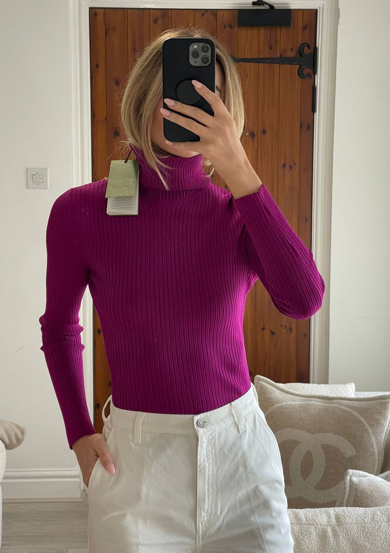 Gucci Purple Knit Turtleneck Jumper (Size S / UK6/8)