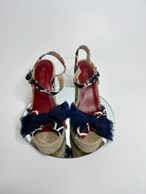 Valentino Garavani Printed Twill Espadrille Wedges (Size 38 / UK 5)