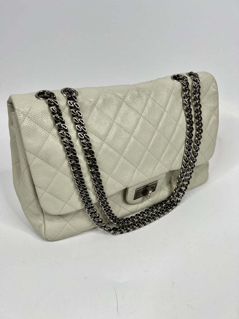 Chanel Reissue Single Flap In Ecru Caviar Leather WSH