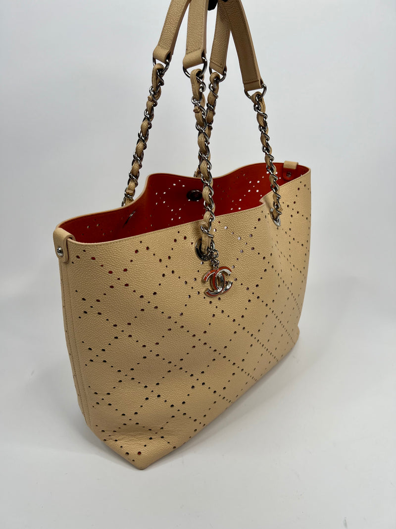 Chanel Nude Perforated Shopper Bag