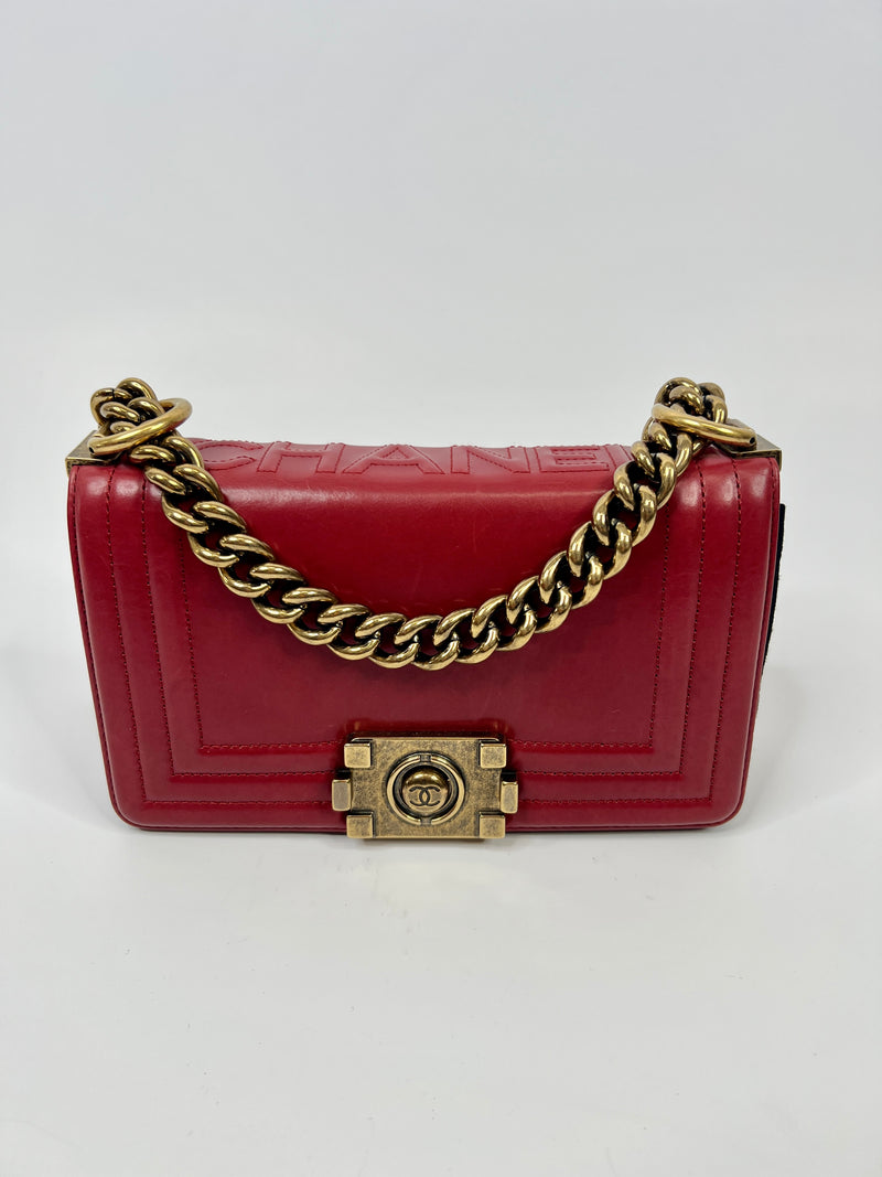 Chanel Mini Boy Bag In Red Leather