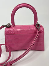 Balenciaga Pink Croc Embossed XS Hourglass Bag
