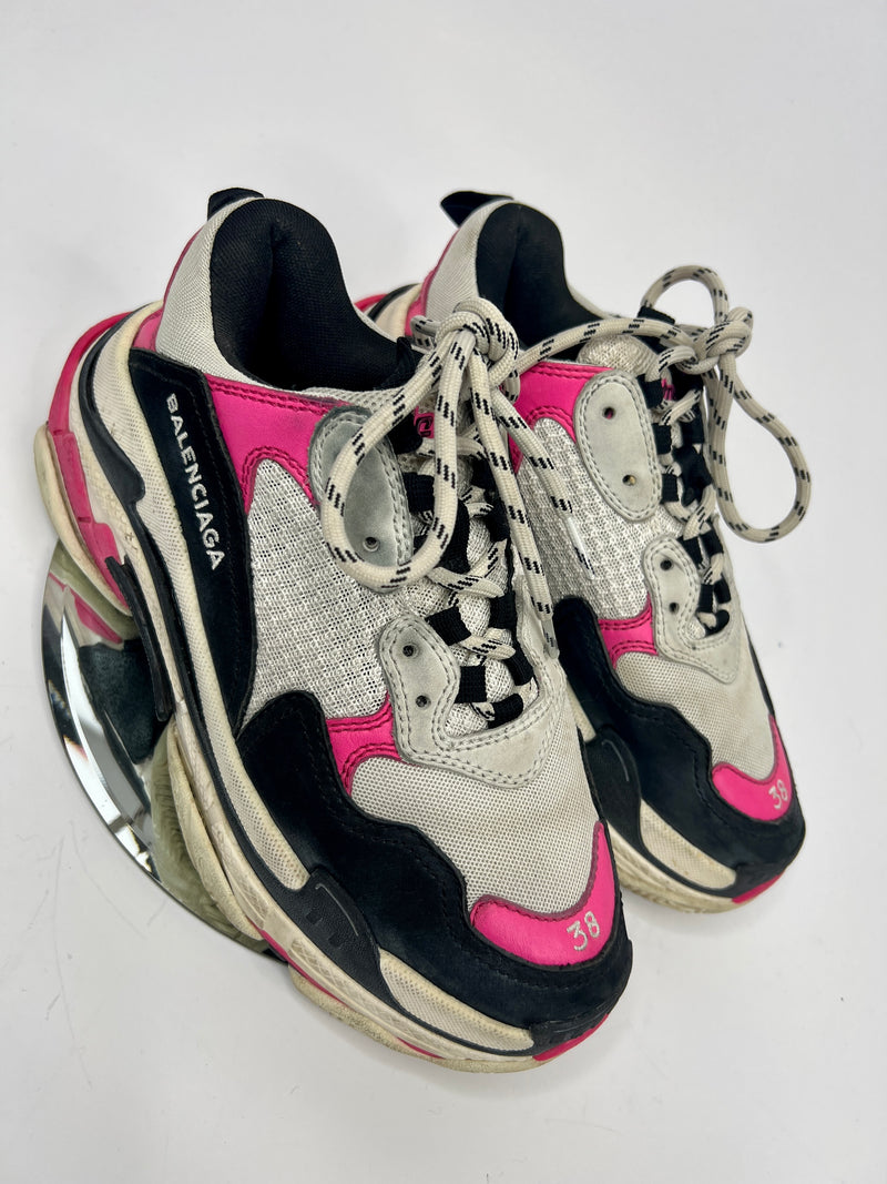 Balenciaga Triple S Pink/Black Trainers (Size 38/UK5)