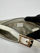 Gucci White Leather Monogram Shoulder Bag