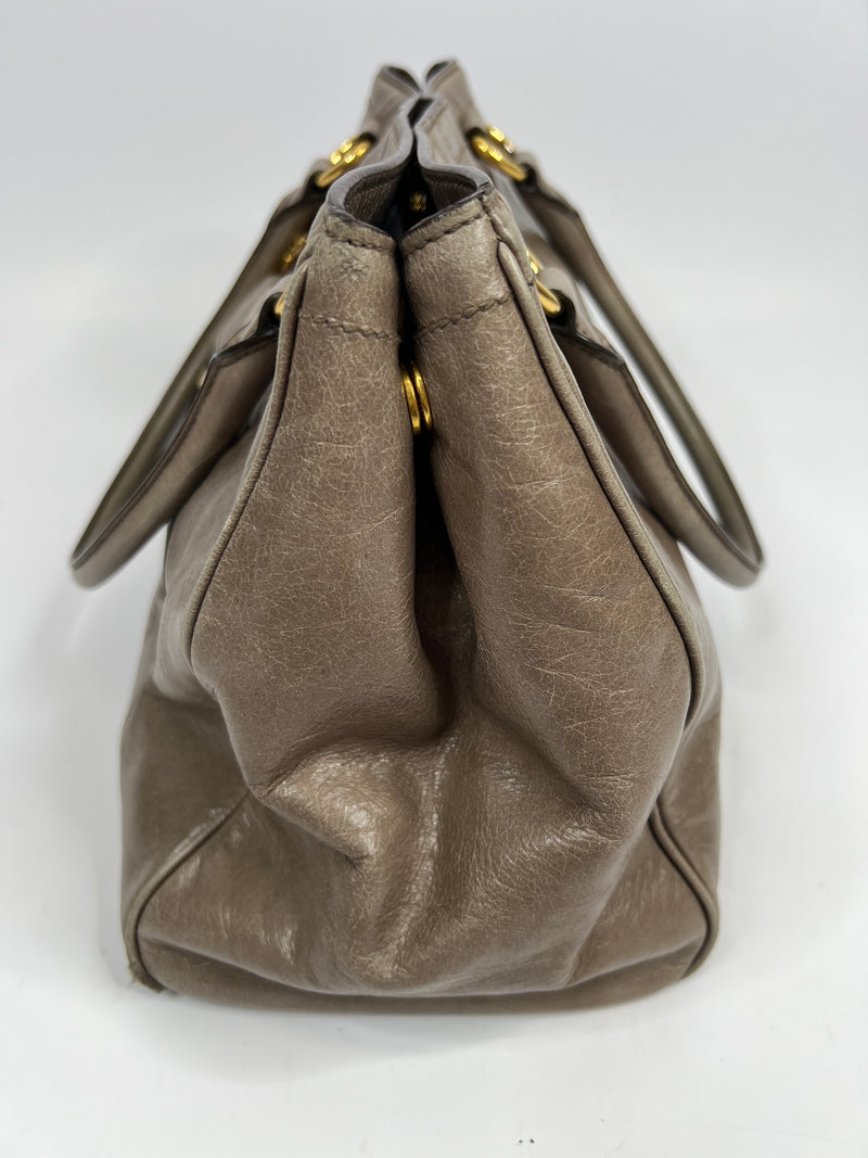 Prada Taupe Leather Shoulder Bag