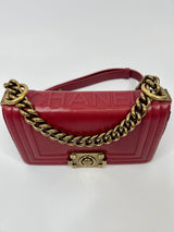 Chanel Mini Boy Bag In Red Leather