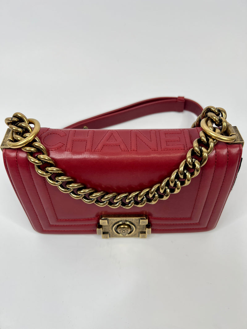 Chanel Mini Boy Bag In Red Leather