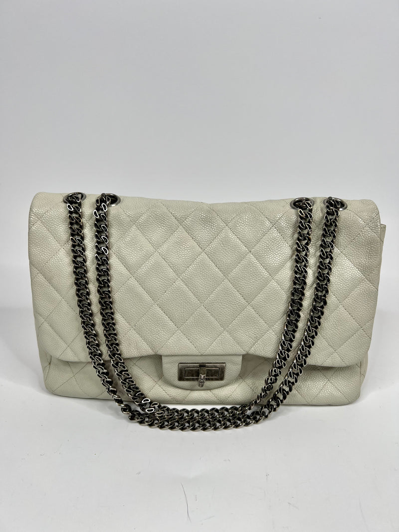 Chanel Reissue Single Flap In Ecru Caviar Leather WSH