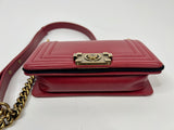 Chanel Mini Boy Bag In Red Leather