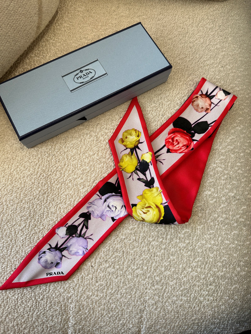 Prada Floral Printed Twill Scarf