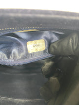 Chanel Navy Suede Bag With Silver Hardware