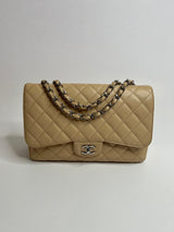 Chanel Jumbo Single Flap In Beige Caviar Leather