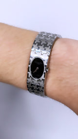 Dior Diorific Houndstooth Watch in Stainless Steel with Black Face