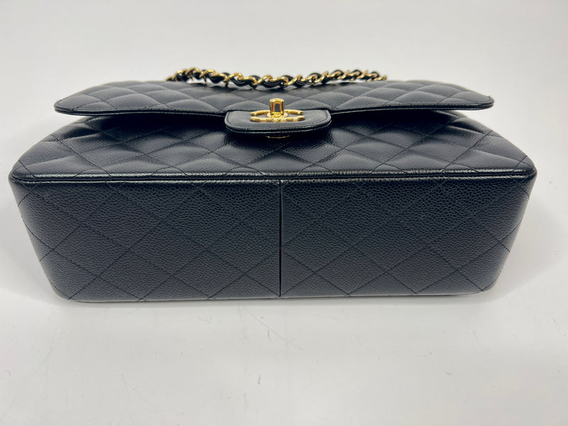 Chanel Black Caviar Leather Jumbo Classic Double Flap