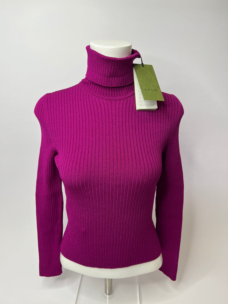 Gucci Purple Knit Turtleneck Jumper (Size S / UK6/8)
