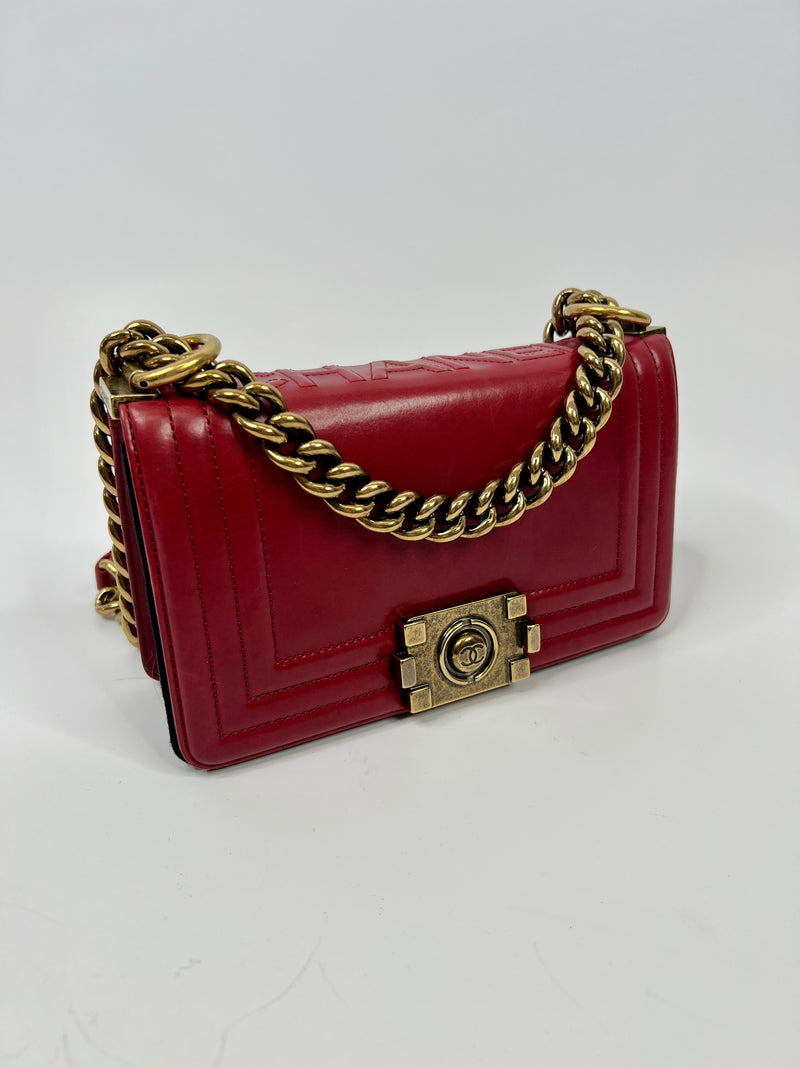 Chanel Mini Boy Bag In Red Leather
