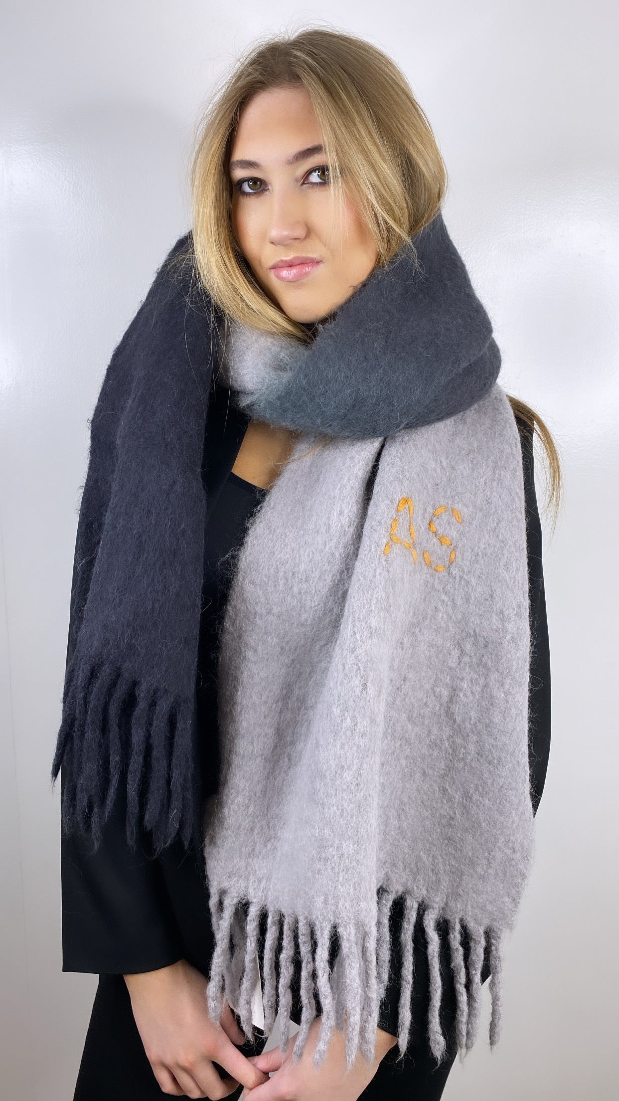 Acne Studios Grey/Black Wool Scarf