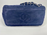 Chanel Navy Suede Bag With Silver Hardware
