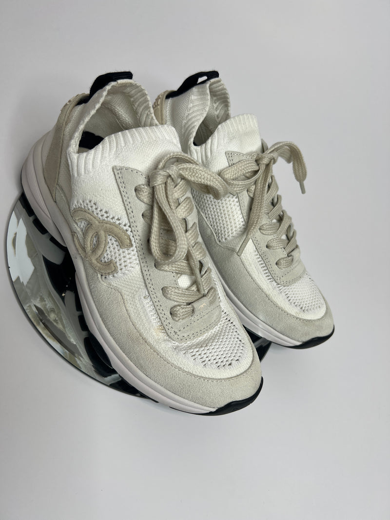 Chanel Beige Knit Sneakers ( 38 /UK 5 )