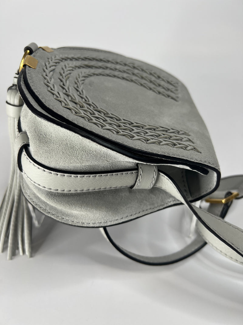 Chloe Small Marcie Saddle Bag In Dove Grey