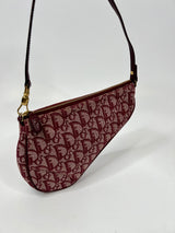 Dior Vintage Saddle Pochette in Red Oblique Canvas